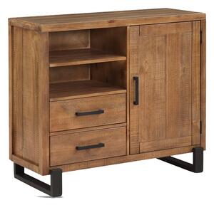 Pierre Pine Wood Media Storage Cabinet In Rustic Oak