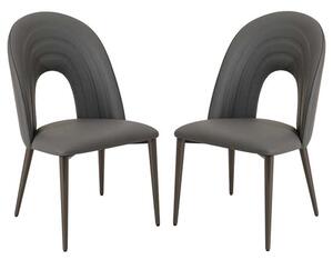 Sanur Dark Grey Faux Leather Dining Chairs In Pair