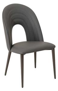 Sanur Faux Leather Dining Chair In Dark Grey