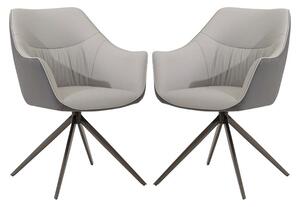 Piran Light Grey Faux Leather Dining Chairs In Pair