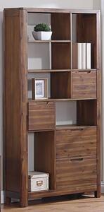 Monza Acacia Wood Tall Bookcase In Walnut