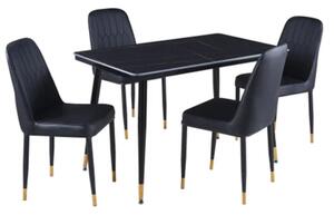 Sion Sintered Stone Dining Table In Black 4 Luxor Black Chairs