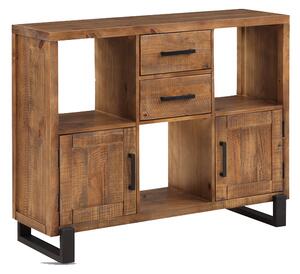 Pierre Low Display Cabinet 2 Doors 2 Drawers In Rustic Oak