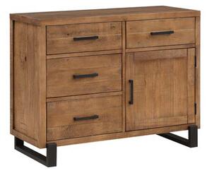 Pierre Pine Wood Sideboard With 1 Door 4 Drawers In Rustic Oak