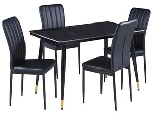 Sion Sintered Stone Dining Table In Black 4 Lucca Black Chairs