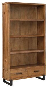 Pierre Pine Wood Bookcase 3 Shelves 2 Drawers In Rustic Oak