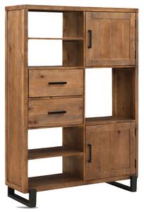 Pierre High Display Cabinet 2 Doors 2 Drawers In Rustic Oak