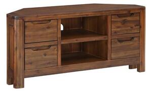 Monza Acacia Wood TV Stand Corner With 4 Drawers In Walnut