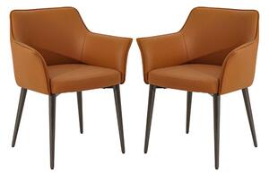 Cuneo Tan Faux Leather Dining Chairs In Pair