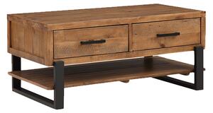 Pierre Pine Wood Coffee Table With 2 Drawers In Rustic Oak