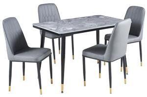 Sion Sintered Stone Dining Table In Grey 4 Luxor Grey Chairs