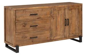 Pierre Pine Wood Sideboard With 2 Doors 3 Drawers In Rustic Oak