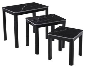 Arta Sintered Stone Nest Of 3 Tables In Black