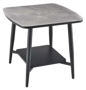 Chieti Grey Glass End Table With Black Metal Legs