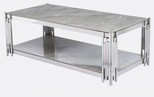 Bastia Sintered Stone Coffee Table In Grey With Chrome Frame