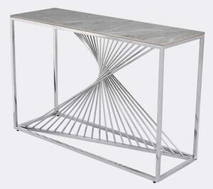 Carpi Sintered Stone Console Table In Grey With Chrome Frame