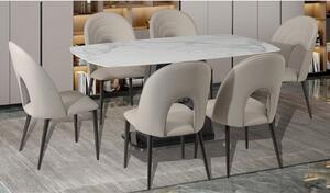 Sanur Sintered Stone Dining Table With 6 Light Grey Chairs