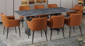 Cuneo Sintered Stone Dining Table With 6 Tan Chairs