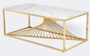 Carpi Sintered Stone Coffee Table In White With Gold Frame