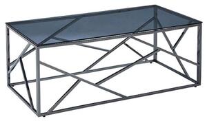 Chios Glass Coffee Table In Smoked Blue Grey With Titanium Frame