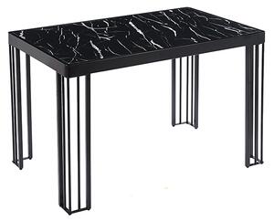 Worley Gloss Dining Table In Black Marble Effect With Black Legs