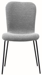 Ontario Fabric Dining Chair In Light Grey With Black Metal Frame