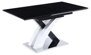 Seville Extending Glass Dining Table In Black With Gloss Base