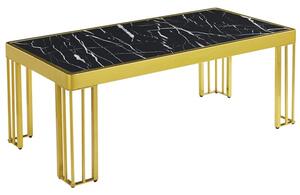 Worley Gloss Coffee Table In Black Marble Effect With Gold Legs