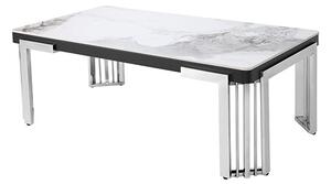 Davos Sintered Stone Coffee Table In White With Silver Frame