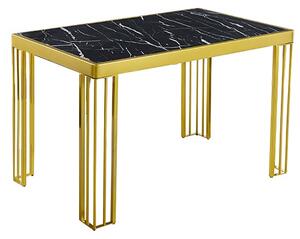 Worley Gloss Dining Table In Black Marble Effect With Gold Legs