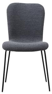 Ontario Fabric Dining Chair In Dark Grey With Black Metal Frame