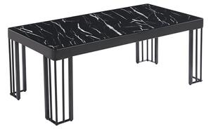 Worley Gloss Coffee Table In Black Marble Effect With Black Legs