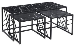 Oslo Gloss Coffee Table And Side Tables In Black With Black Frame