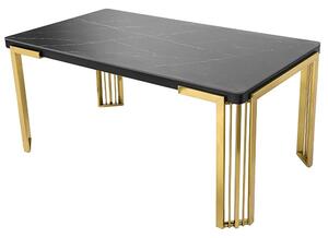 Davos Sintered Stone Coffee Table In Black With Gold Frame