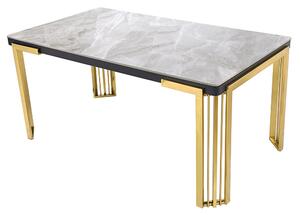 Davos Sintered Stone Coffee Table In Grey With Gold Frame