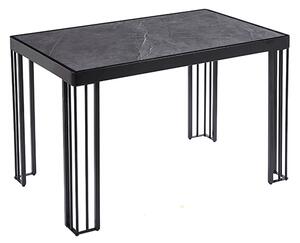 Worley Gloss Dining Table In Grey Marble Effect With Black Legs