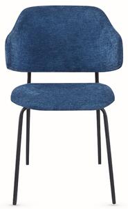 Benson Fabric Dining Chair In Navy With Black Metal Frame