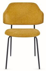 Benson Fabric Dining Chair In Mustard With Black Metal Frame