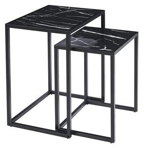 Zell Wooden Nest Of 2 Tables In Black Marble Effect