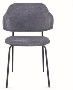 Benson Fabric Dining Chair In Dark Grey With Black Metal Frame