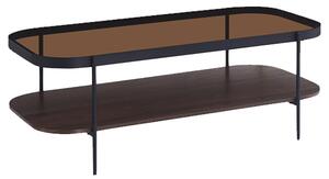 Sarnia Glass Coffee Table In Brown With Dark Walnut Shelf