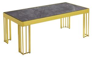 Worley Gloss Coffee Table In Grey Marble Effect With Gold Legs