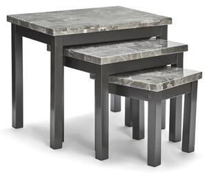 Reims Wooden Nest Of 3 Tables In Grey Marble Effect