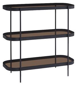 Sarnia Low Bookcase With 5 Glass Shelves In Dark Walnut