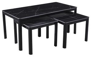 Arta Sintered Stone Coffee Table With 2 Side Tables In Black