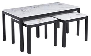 Arta Sintered Stone Coffee Table With 2 Side Tables In White