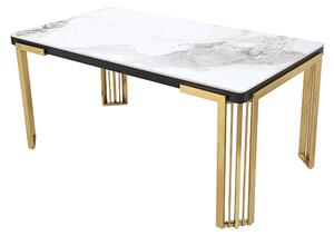 Davos Sintered Stone Coffee Table In White With Gold Frame