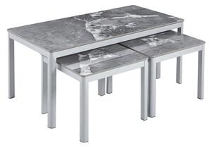 Arta Sintered Stone Coffee Table With 2 Side Tables In Grey