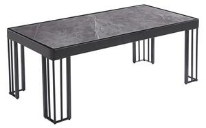 Worley Gloss Coffee Table In Grey Marble Effect With Black Legs