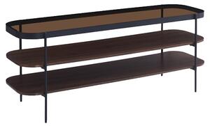 Sarnia Glass TV Stand In Brown With Dark Walnut Shelf